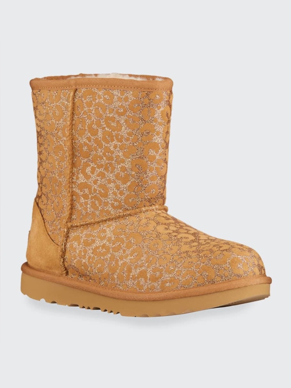 UGG Girl's Classic II Metallic Glitter Leopard Suede Boots, Baby/Toddler SZ 10